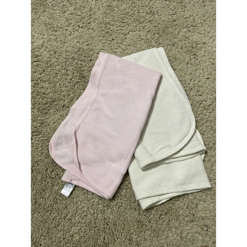 GERBER Pink White Baby Swaddle Blanket Thermal Waffle Weave 100% Cotton Vintage